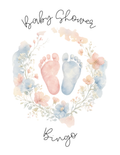 Baby Shower Bingo - Pink & Blue Watercolor Baby Feet (Gender Neutral)