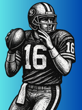 Joe Montana Football Poster – Light Blue Gradient | NFL Fan Gift | Printable Wall Art 18x24