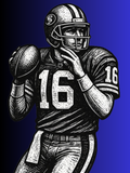 Joe Montana Football Poster – Dark Blue Gradient | NFL Fan Gift | Printable Wall Art 18x24