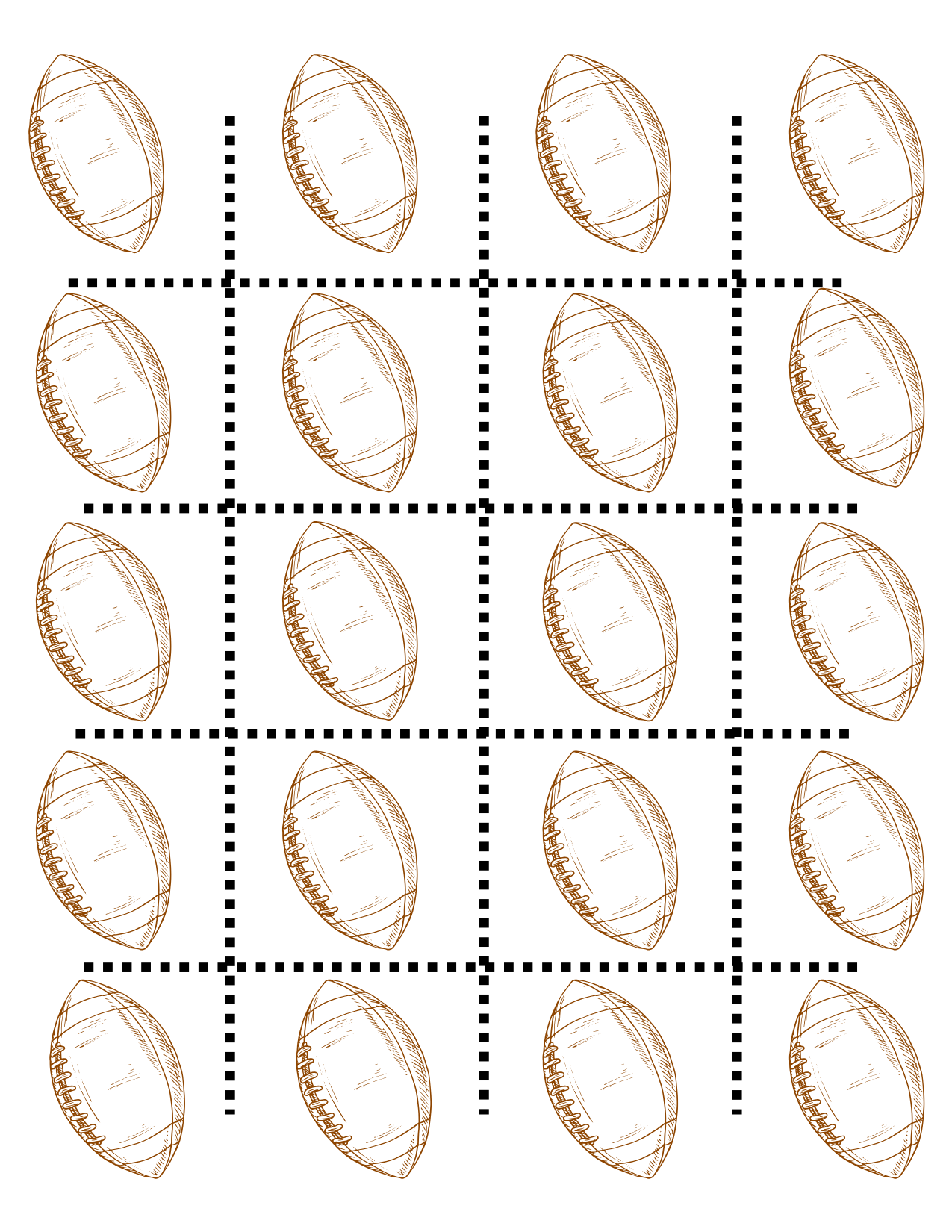 Football Game Day Bingo – 30 Unique Printable Cards