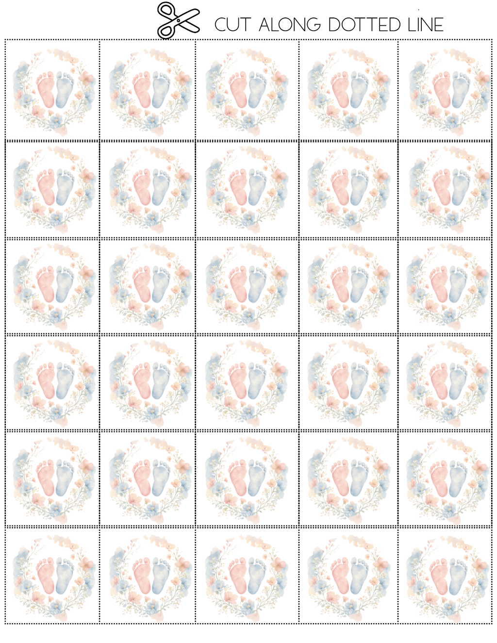 Baby Shower Bingo - Pink & Blue Watercolor Baby Feet (Gender Neutral)