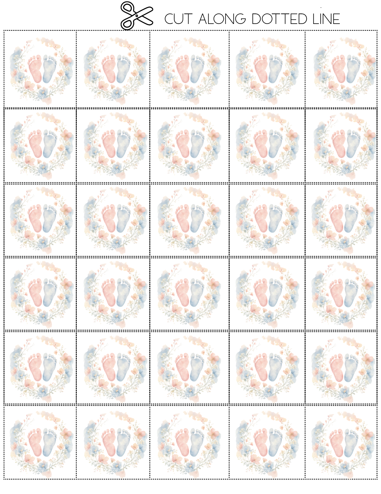 Baby Shower Bingo - Pink & Blue Watercolor Baby Feet (Gender Neutral)