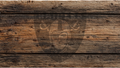 Rustic brown wooden plank background with visible grain, knots, and weathered texture, overlaid with a faint circular logo watermark.