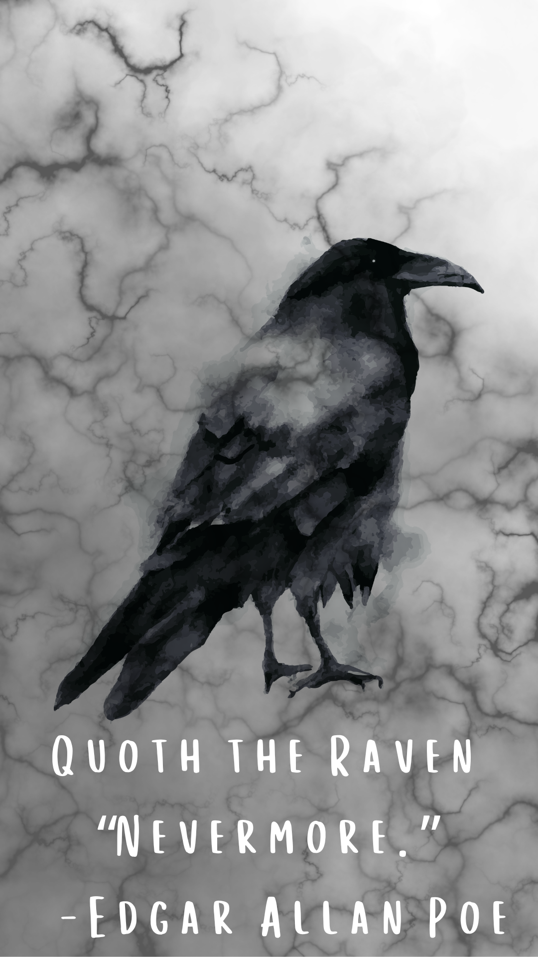 "Nevermore." — Edgar Allan Poe Raven Phone Wallpaper