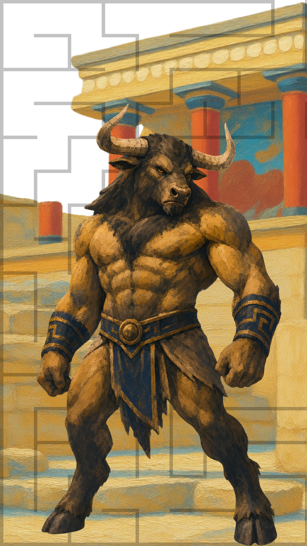 Minotaur of Knossos — Greek Mythology Labyrinth Phone Wallpaper