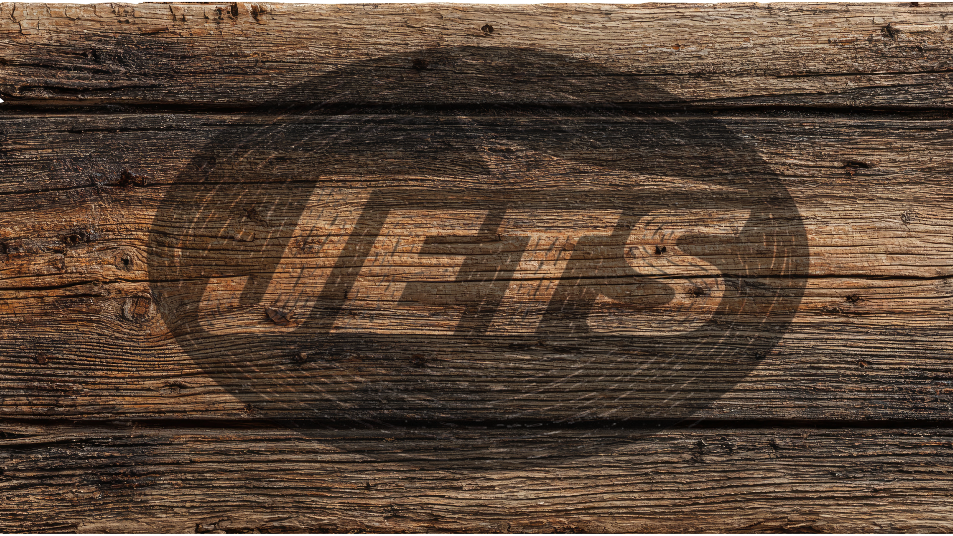 A rustic brown wood plank background with a large dark oval logo containing the word 'Jets' in stylized lettering across the center.