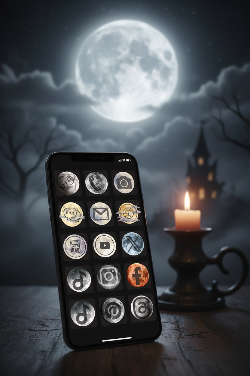 Moon Icons Phone Mockup